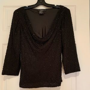 Vintage Lawrence Kazar Black Beaded 100% Silk